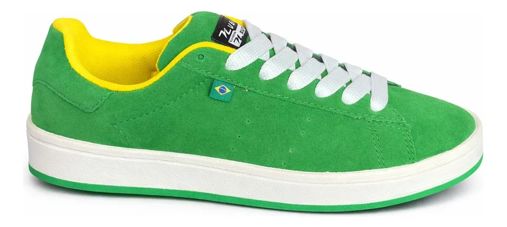 tenis-unissex-verde-brasil-camurca-casual-copa-do-mundo