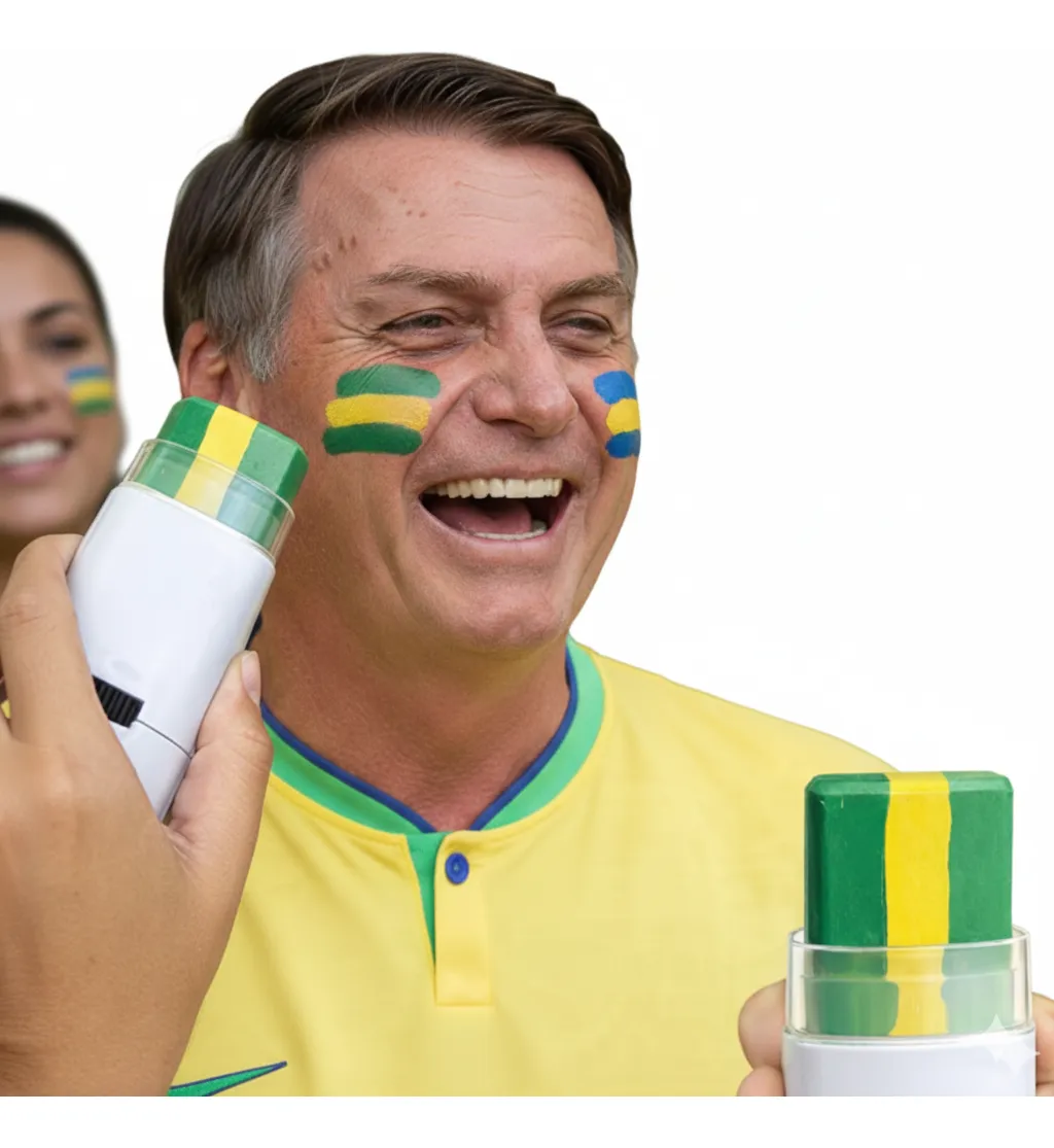 tinta facial rosto brasil seleção copa do mundo verde e amarela prático bolsonaro direita