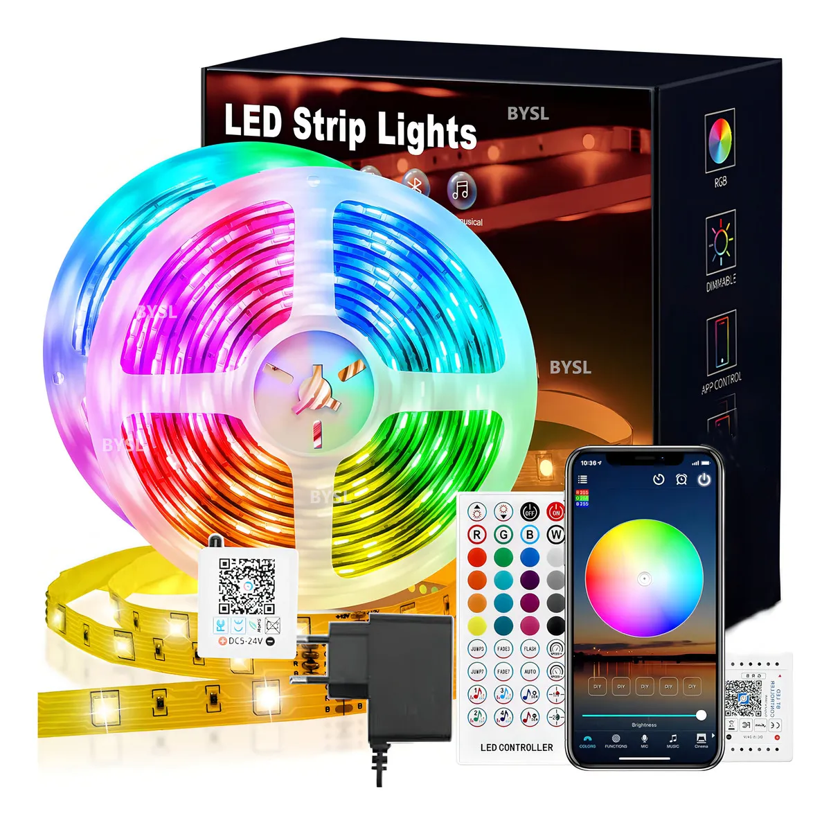 fita led rgb controle bluetooth 20m copa do mundo torcida do brasil
