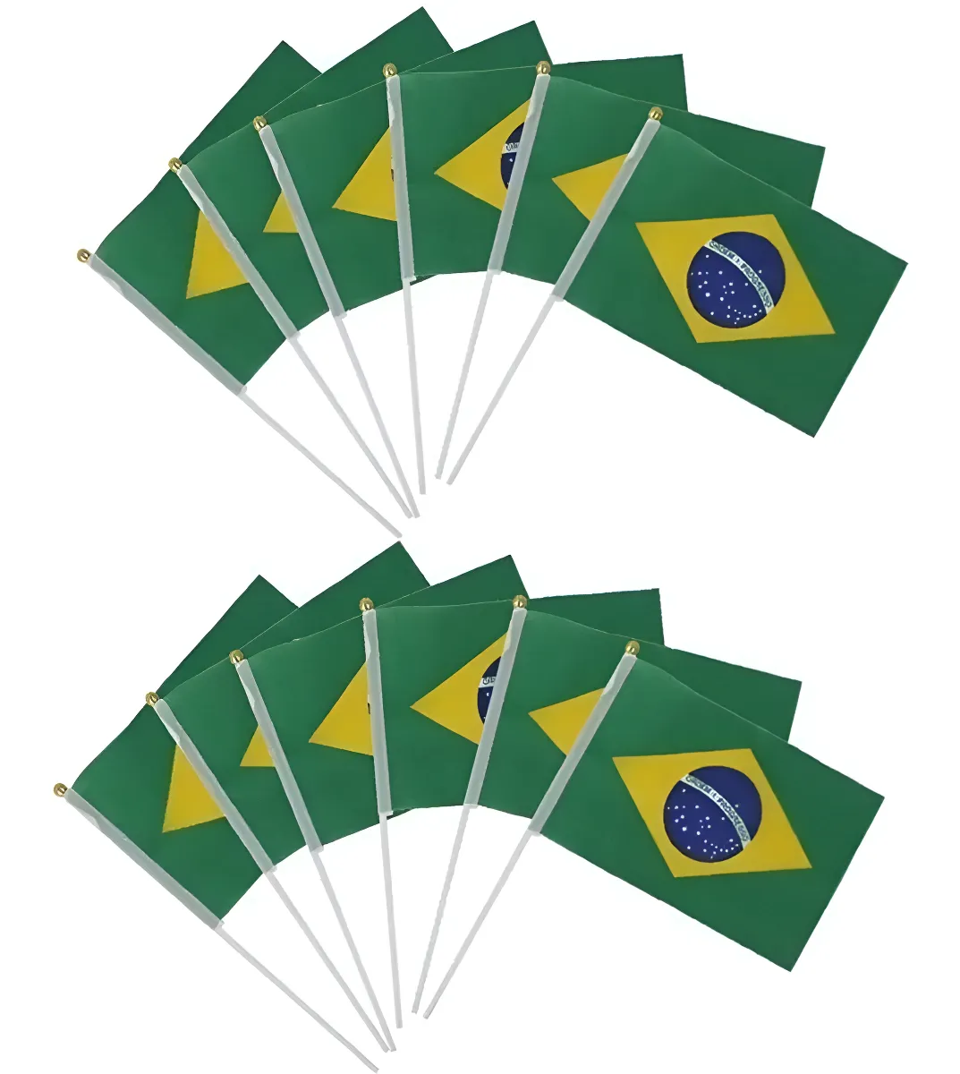 kit com 12 banderias de mão mesa torcida do brasil bandeira do brasil